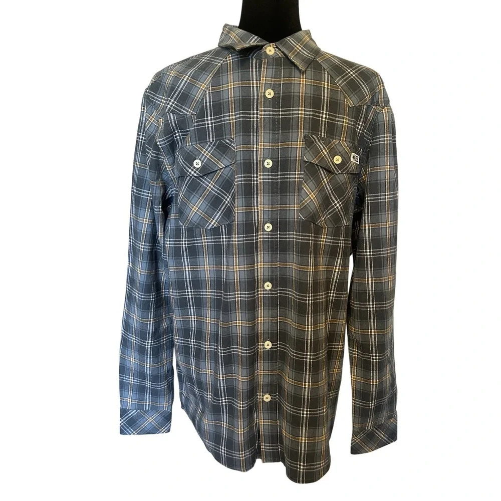 NWT Salty Crew Blue Plaid Flannel Shirt Size Large